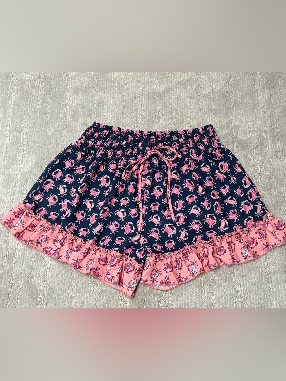 Simply Southern Lightweight Crab Ruffle Cover Up Shorts O/S Preppy Coastal